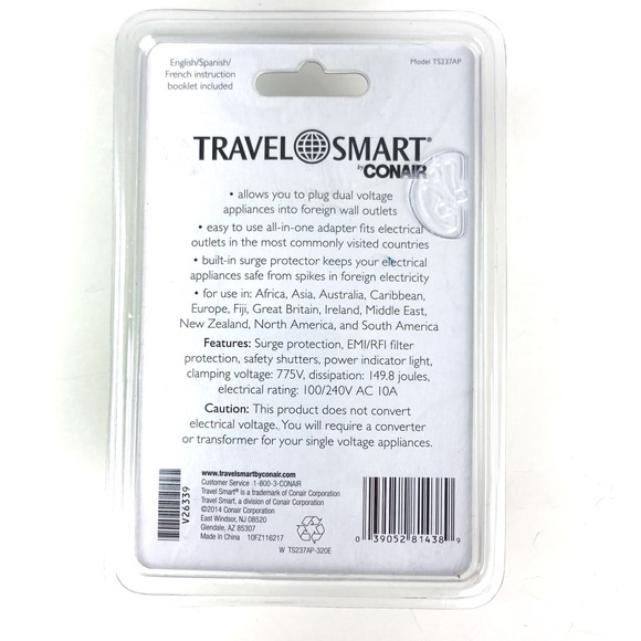 Conair Travel Smart All In One Adapter Surge Protector Model TS23TAP - Picture 8 of 10
